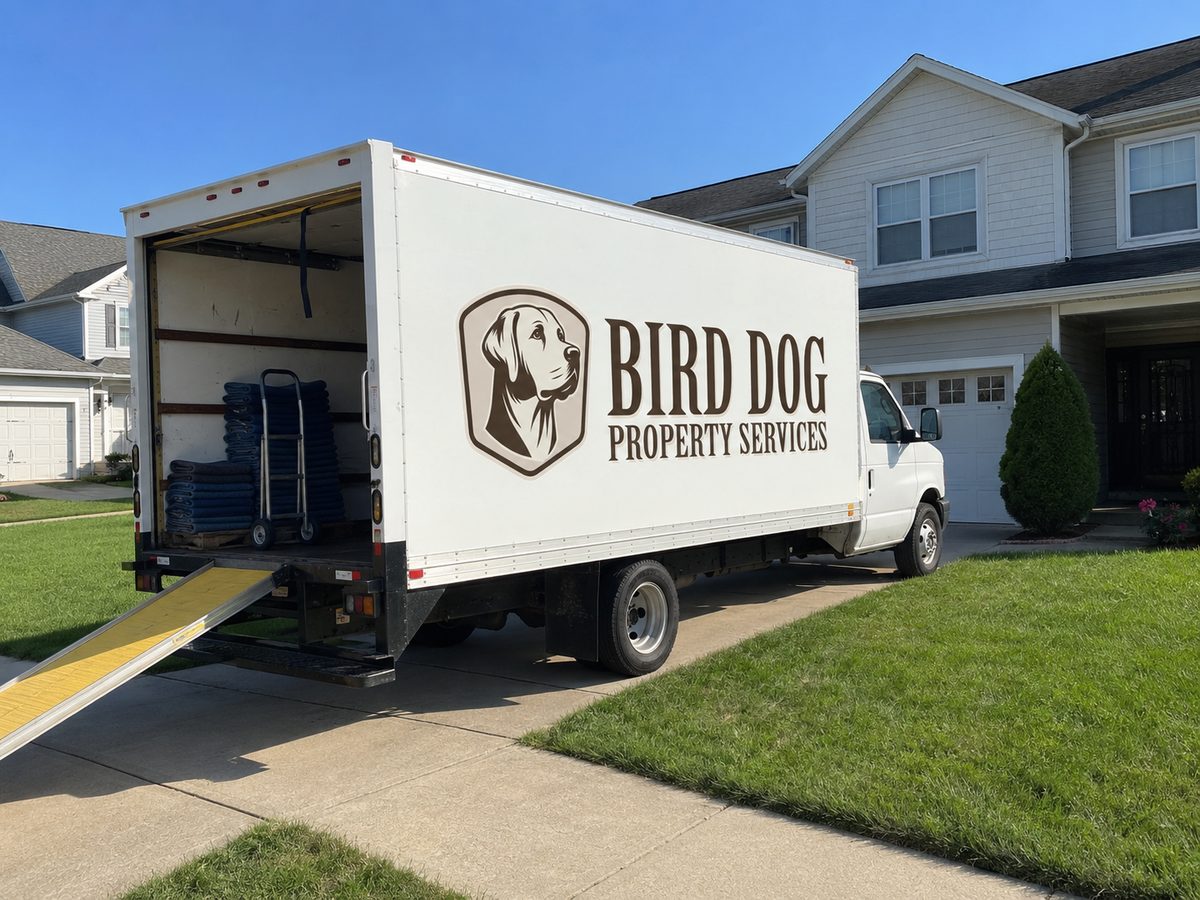 Bird Dog truck at a Raleigh house move